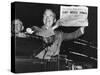 Harry Truman Jubilantly Displaying Erroneous Chicago Daily Tribune Headline "Dewey Defeats Truman"-W^ Eugene Smith-Stretched Canvas