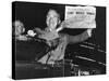 Harry Truman Jubilantly Displaying Erroneous Chicago Daily Tribune Headline "Dewey Defeats Truman"-W^ Eugene Smith-Stretched Canvas