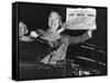 Harry Truman Jubilantly Displaying Erroneous Chicago Daily Tribune Headline "Dewey Defeats Truman"-W^ Eugene Smith-Framed Stretched Canvas