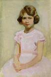 Portrait of a Young Girl in a Pink Dress and a Straw Hat-Harry Watson-Giclee Print