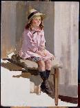 Young Woman Sitting upon Rocks-Harry Watson-Giclee Print