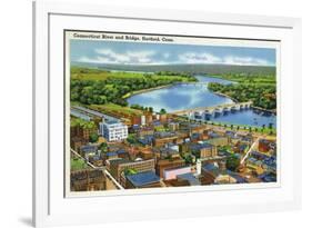 Hartford, Connecticut - Aerial View of the City and the Connecticut River-Lantern Press-Framed Art Print