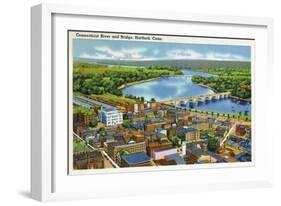 Hartford, Connecticut - Aerial View of the City and the Connecticut River-Lantern Press-Framed Art Print