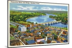 Hartford, Connecticut - Aerial View of the City and the Connecticut River-Lantern Press-Mounted Art Print