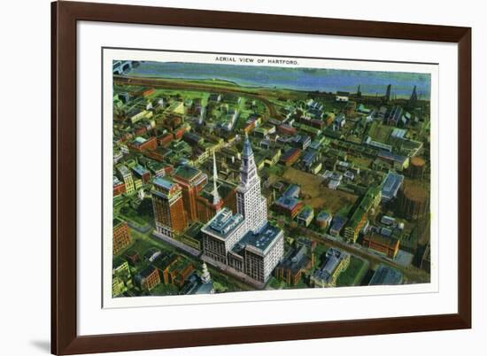 Hartford, Connecticut - Aerial View of the City-Lantern Press-Framed Art Print