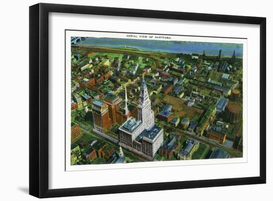 Hartford, Connecticut - Aerial View of the City-Lantern Press-Framed Art Print