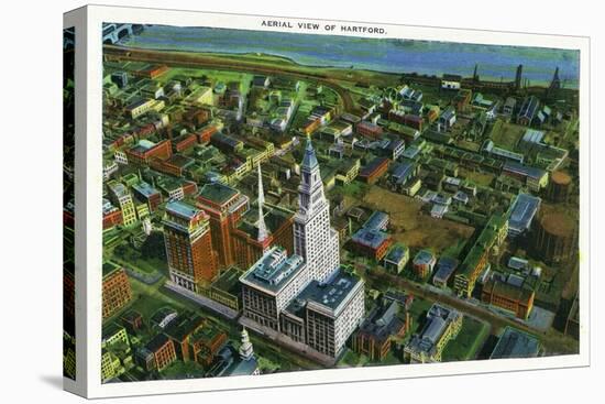 Hartford, Connecticut - Aerial View of the City-Lantern Press-Stretched Canvas