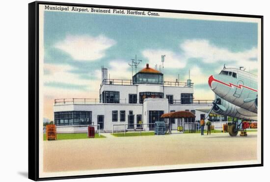 Hartford, Connecticut - Brainard Field Municipal Airport View-Lantern Press-Framed Stretched Canvas