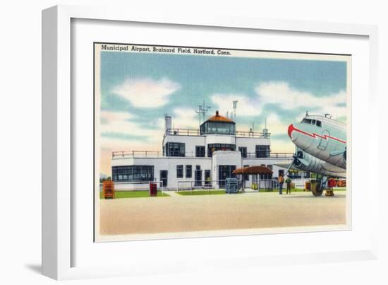 Hartford, Connecticut - Brainard Field Municipal Airport View-Lantern Press-Framed Art Print