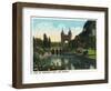 Hartford, Connecticut - Bushnell Park Memorial Arch and Bridge Scene-Lantern Press-Framed Art Print