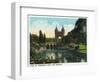 Hartford, Connecticut - Bushnell Park Memorial Arch and Bridge Scene-Lantern Press-Framed Art Print