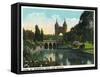 Hartford, Connecticut - Bushnell Park Memorial Arch and Bridge Scene-Lantern Press-Framed Stretched Canvas