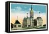 Hartford, Connecticut - Capitol Building and Petersburg Express Train Monument-Lantern Press-Framed Stretched Canvas