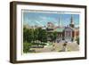 Hartford, Connecticut - Capitol Hill View of Bushnell Memorial, Lafayette Statue-Lantern Press-Framed Art Print