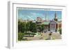 Hartford, Connecticut - Capitol Hill View of Bushnell Memorial, Lafayette Statue-Lantern Press-Framed Art Print