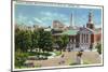 Hartford, Connecticut - Capitol Hill View of Bushnell Memorial, Lafayette Statue-Lantern Press-Mounted Art Print