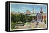 Hartford, Connecticut - Capitol Hill View of Bushnell Memorial, Lafayette Statue-Lantern Press-Framed Stretched Canvas