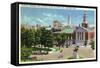 Hartford, Connecticut - Capitol Hill View of Bushnell Memorial, Lafayette Statue-Lantern Press-Framed Stretched Canvas