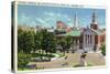 Hartford, Connecticut - Capitol Hill View of Bushnell Memorial, Lafayette Statue-Lantern Press-Stretched Canvas