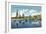 Hartford, Connecticut - Connecticut River View of the Hartfort Skyline, Waterfront-Lantern Press-Framed Art Print