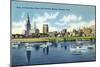 Hartford, Connecticut - Connecticut River View of the Hartfort Skyline, Waterfront-Lantern Press-Mounted Art Print