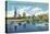 Hartford, Connecticut - Connecticut River View of the Hartfort Skyline, Waterfront-Lantern Press-Stretched Canvas