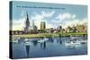 Hartford, Connecticut - Connecticut River View of the Hartfort Skyline, Waterfront-Lantern Press-Stretched Canvas