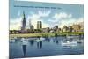 Hartford, Connecticut - Connecticut River View of the Hartfort Skyline, Waterfront-Lantern Press-Mounted Premium Giclee Print