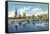 Hartford, Connecticut - Connecticut River View of the Hartfort Skyline, Waterfront-Lantern Press-Framed Stretched Canvas