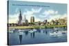 Hartford, Connecticut - Connecticut River View of the Hartfort Skyline, Waterfront-Lantern Press-Stretched Canvas