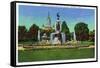 Hartford, Connecticut - Corning Fountain View with State Capitol Bldg in Distance-Lantern Press-Framed Stretched Canvas