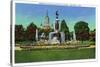 Hartford, Connecticut - Corning Fountain View with State Capitol Bldg in Distance-Lantern Press-Stretched Canvas