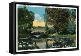 Hartford, Connecticut - Elizabeth Park Lily Pond and Bridge-Lantern Press-Framed Stretched Canvas