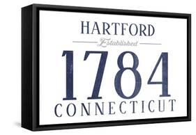 Hartford, Connecticut - Established Date (Blue)-Lantern Press-Framed Stretched Canvas