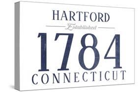 Hartford, Connecticut - Established Date (Blue)-Lantern Press-Stretched Canvas