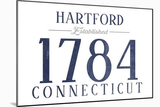 Hartford, Connecticut - Established Date (Blue)-Lantern Press-Mounted Art Print