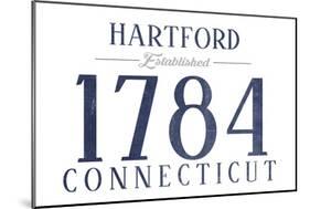 Hartford, Connecticut - Established Date (Blue)-Lantern Press-Mounted Art Print