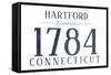 Hartford, Connecticut - Established Date (Blue)-Lantern Press-Framed Stretched Canvas