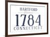 Hartford, Connecticut - Established Date (Blue)-Lantern Press-Framed Premium Giclee Print