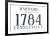 Hartford, Connecticut - Established Date (Blue)-Lantern Press-Framed Premium Giclee Print