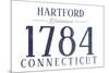 Hartford, Connecticut - Established Date (Blue)-Lantern Press-Mounted Premium Giclee Print