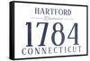 Hartford, Connecticut - Established Date (Blue)-Lantern Press-Framed Stretched Canvas