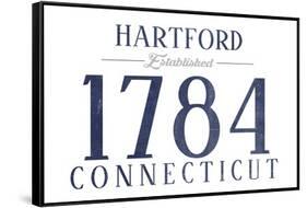 Hartford, Connecticut - Established Date (Blue)-Lantern Press-Framed Stretched Canvas