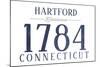 Hartford, Connecticut - Established Date (Blue)-Lantern Press-Mounted Art Print