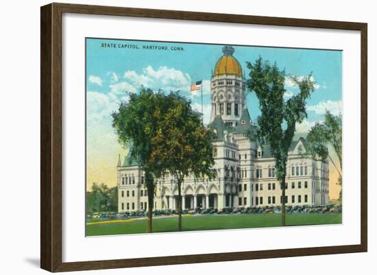 Hartford, Connecticut, Exterior View of the State Capitol Building-Lantern Press-Framed Art Print