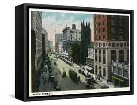 Hartford, Connecticut - Main Street Scene-Lantern Press-Framed Stretched Canvas