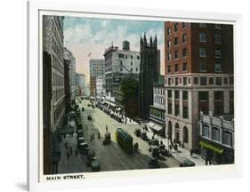 Hartford, Connecticut - Main Street Scene-Lantern Press-Framed Art Print