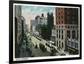 Hartford, Connecticut - Main Street Scene-Lantern Press-Framed Art Print