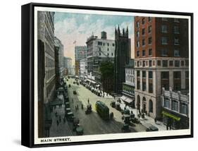 Hartford, Connecticut - Main Street Scene-Lantern Press-Framed Stretched Canvas