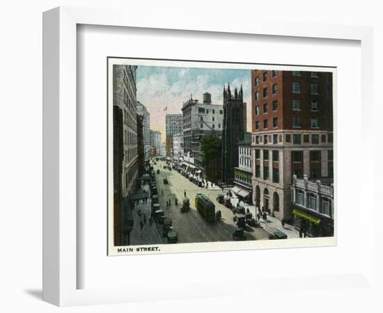 Hartford, Connecticut - Main Street Scene-Lantern Press-Framed Art Print
